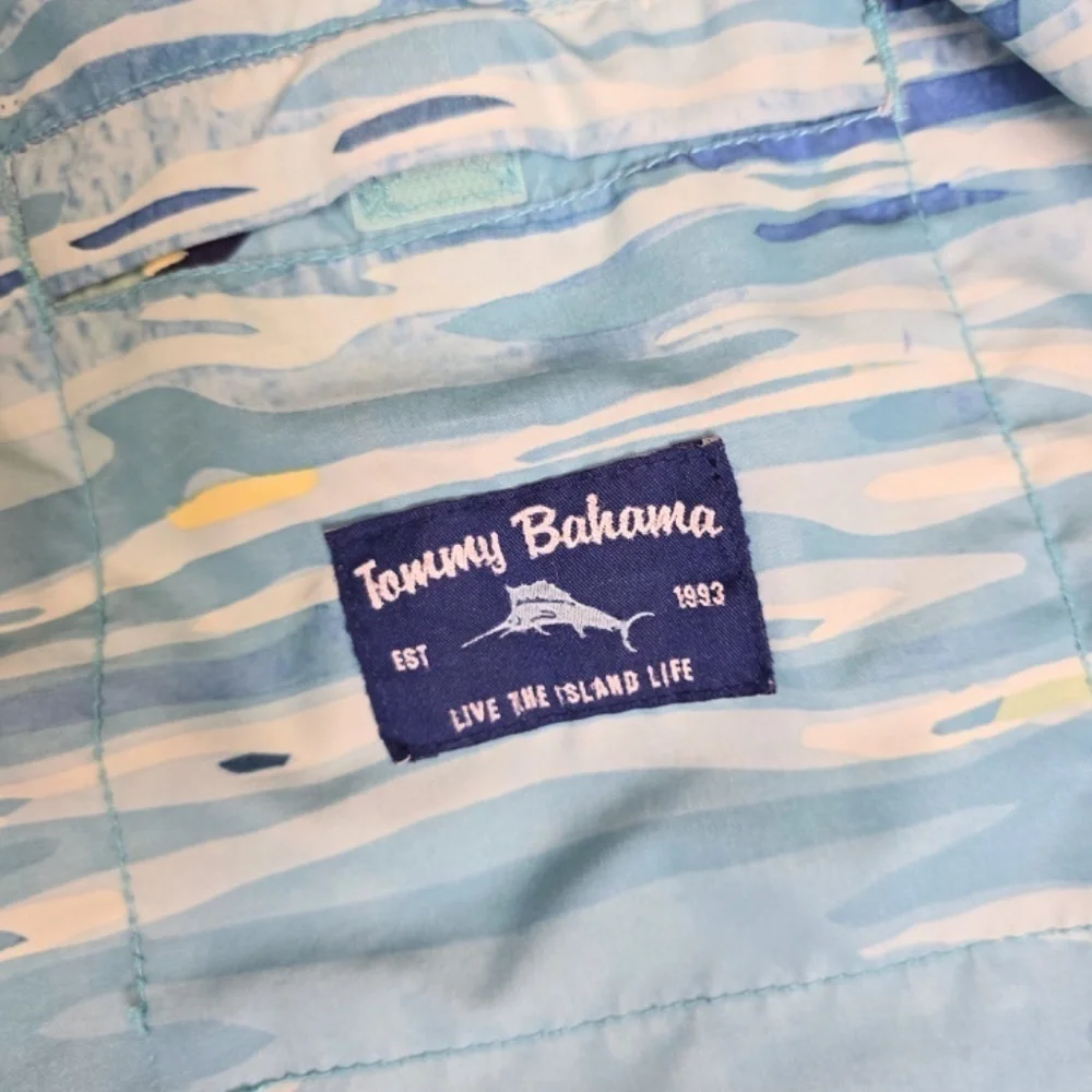 TOMMY BAHAMA- Mens XXL 9” Inseam Water Swim Zip Baja Ripple Effect- Brief Lined
